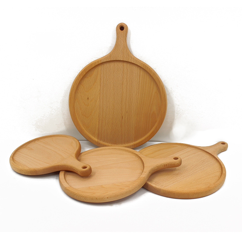 Wood round pizza tray Beech steak plate Western dinner plate