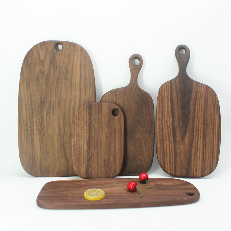 Solid wood breadboard Black walnut cutting board Hanging Western food plate with handle Multifunctional wood cutting board