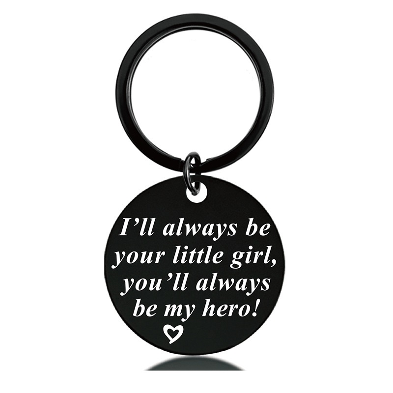 Black Round Engraved Metal Key Chains for Parents to Thank for Their Christmas Gifts