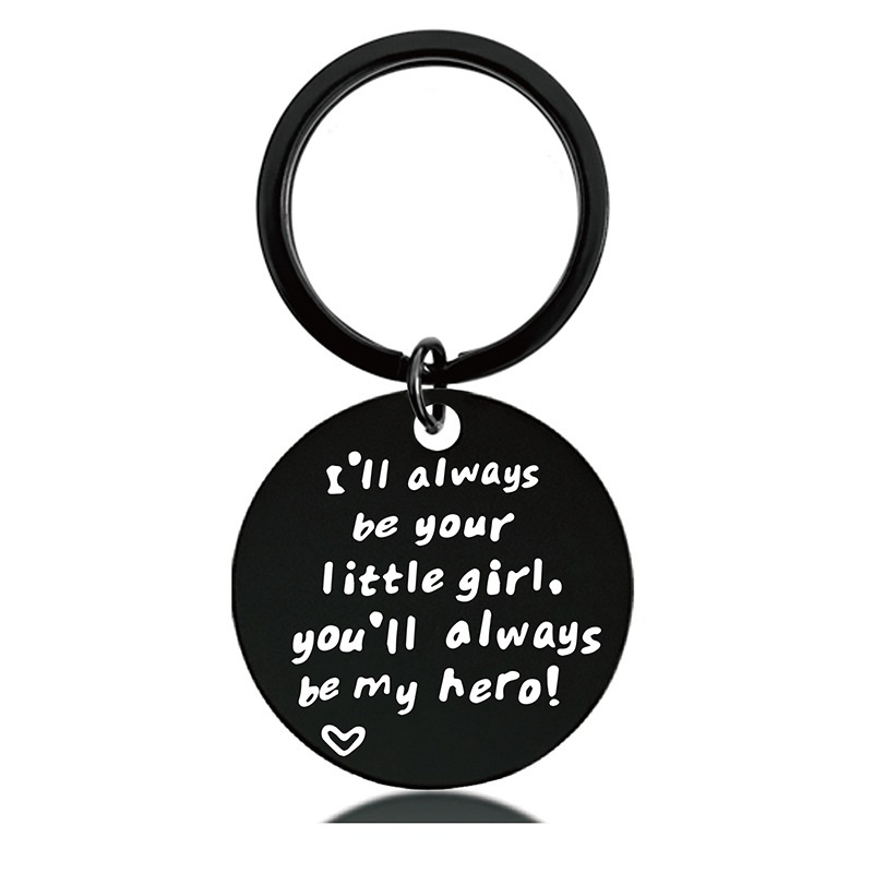 Black Round Engraved Metal Key Chains for Parents to Thank for Their Christmas Gifts