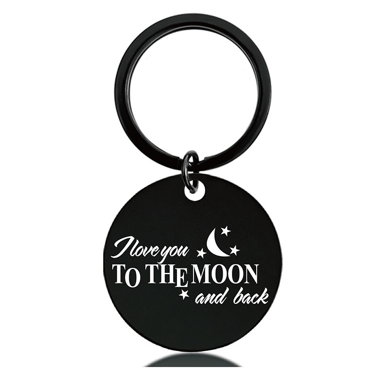 Black Round Engraved Metal Key Chains for Parents to Thank for Their Christmas Gifts