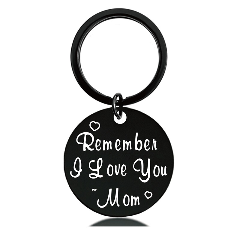 Black Round Engraved Metal Key Chains for Parents to Thank for Their Christmas Gifts