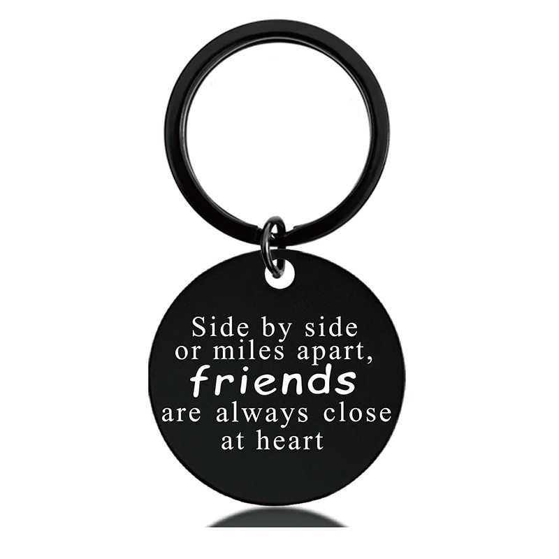 Black Round Engraved Metal Key Chains for Parents to Thank for Their Christmas Gifts