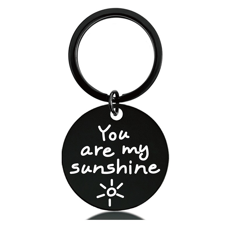 Black Round Engraved Metal Key Chains for Parents to Thank for Their Christmas Gifts