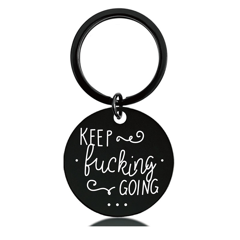 Black Round Engraved Metal Key Chains for Parents to Thank for Their Christmas Gifts