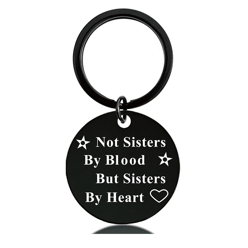 Black Round Engraved Metal Key Chains for Parents to Thank for Their Christmas Gifts