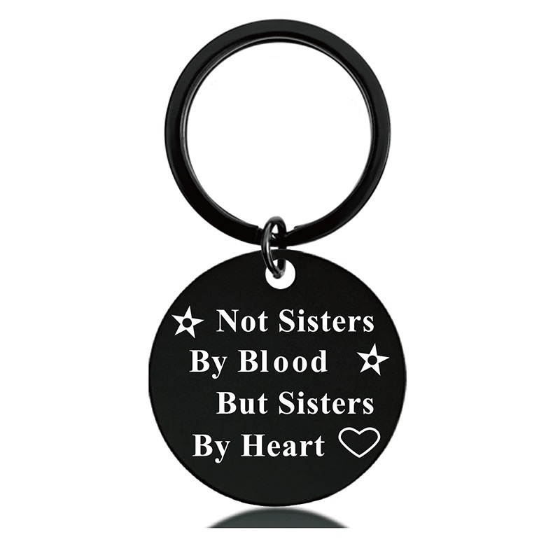 Black Round Engraved Metal Key Chains for Parents to Thank for Their Christmas Gifts
