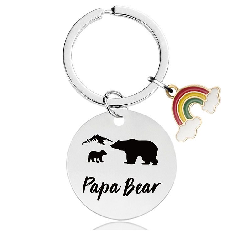 Black round engraved metal key chains for parents to thank for their Christmas gifts