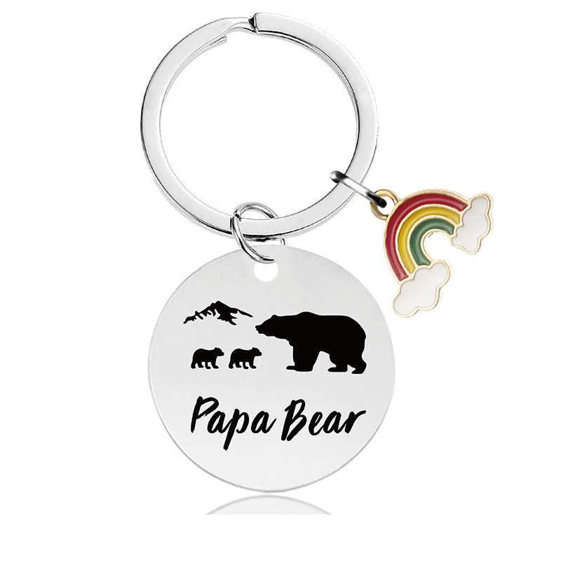 Black round engraved metal key chains for parents to thank for their Christmas gifts