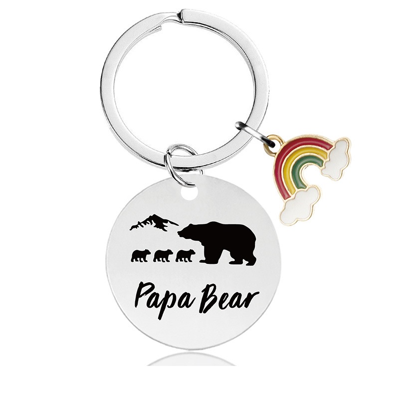 Black round engraved metal key chains for parents to thank for their Christmas gifts