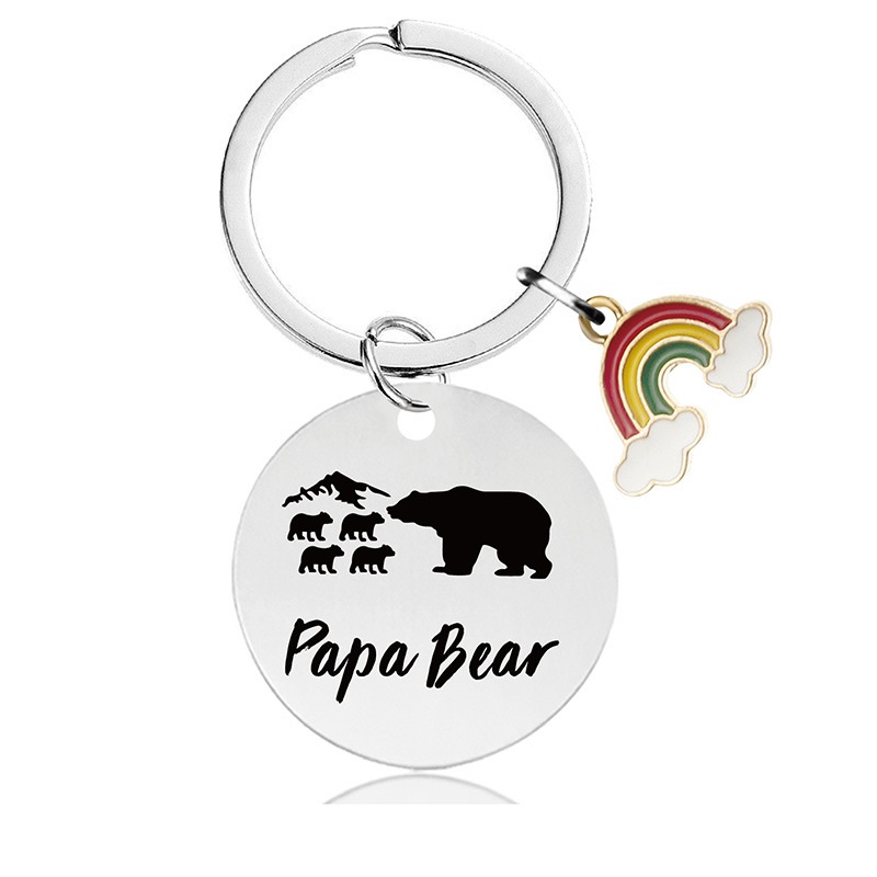 Black round engraved metal key chains for parents to thank for their Christmas gifts