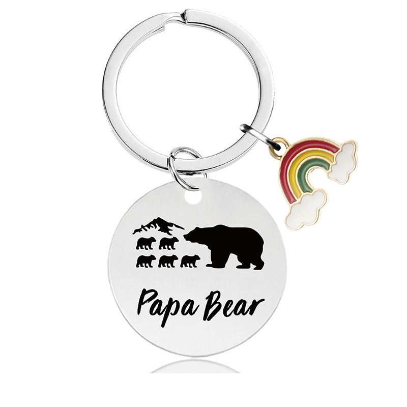 Black round engraved metal key chains for parents to thank for their Christmas gifts