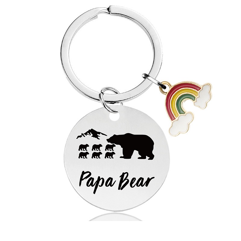Black round engraved metal key chains for parents to thank for their Christmas gifts